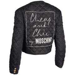Moschino Vintage 1990s 90s Black Quilted Jacket with Cheap & Chic Graphic