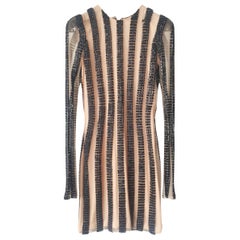 NEW BALMAIN BEIGE and BLACK EVENING SILK BEADED DRESS 36 - 4