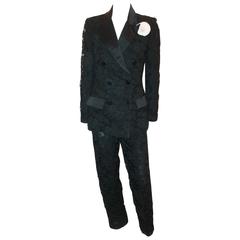 Bill Blass Vintage Black Tuxedo Style Soutache Lace Pant Suit - 8 - Circa 1990's