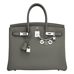 Sac Hermès Birkin 35 cm Vert de Gris vert gris Togo Palladium Tampon Y, 2020