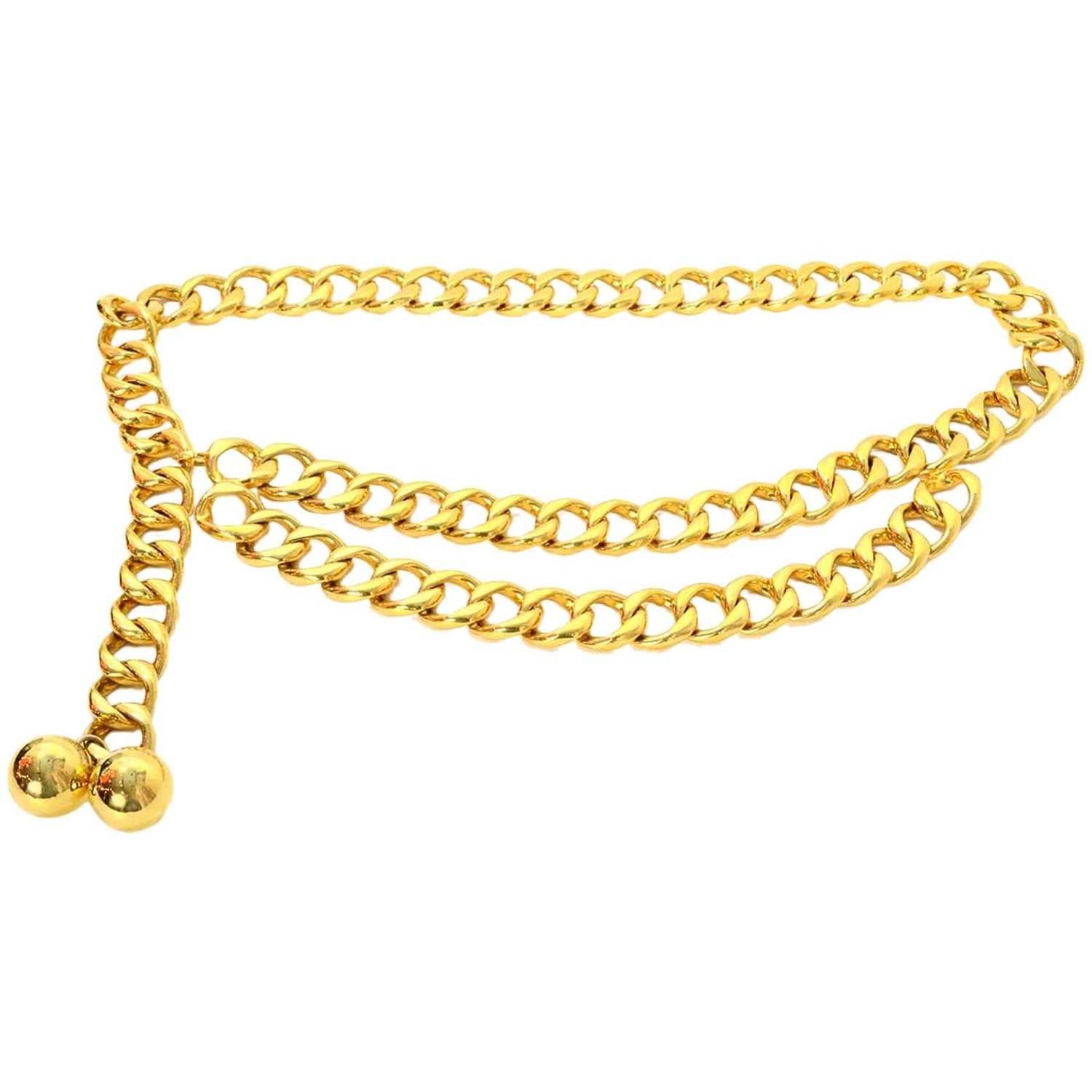 Chanel Vintage '60s Double Tier Gold Chain Link Belt at 1stdibs