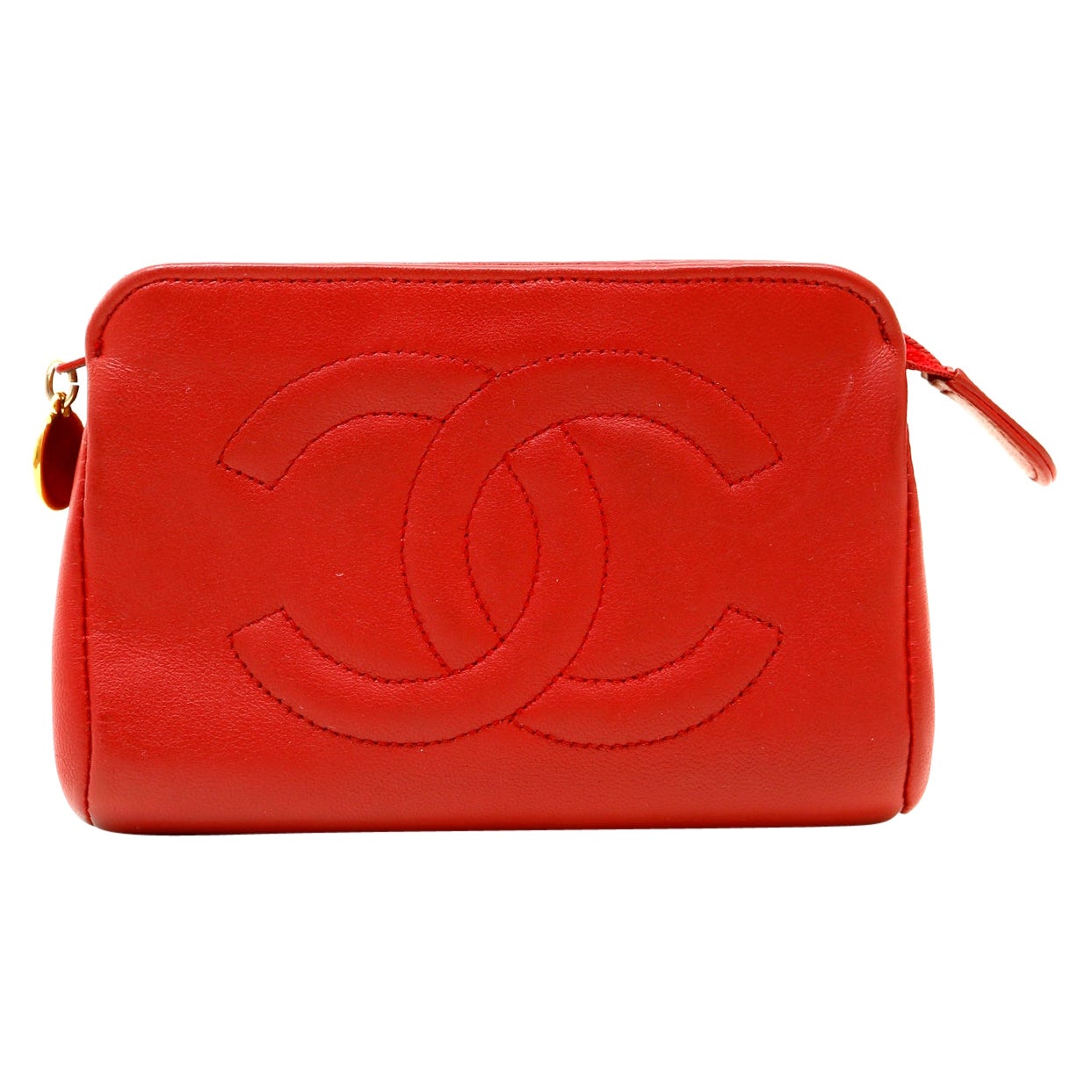 Chanel Red Leather Coin Purse