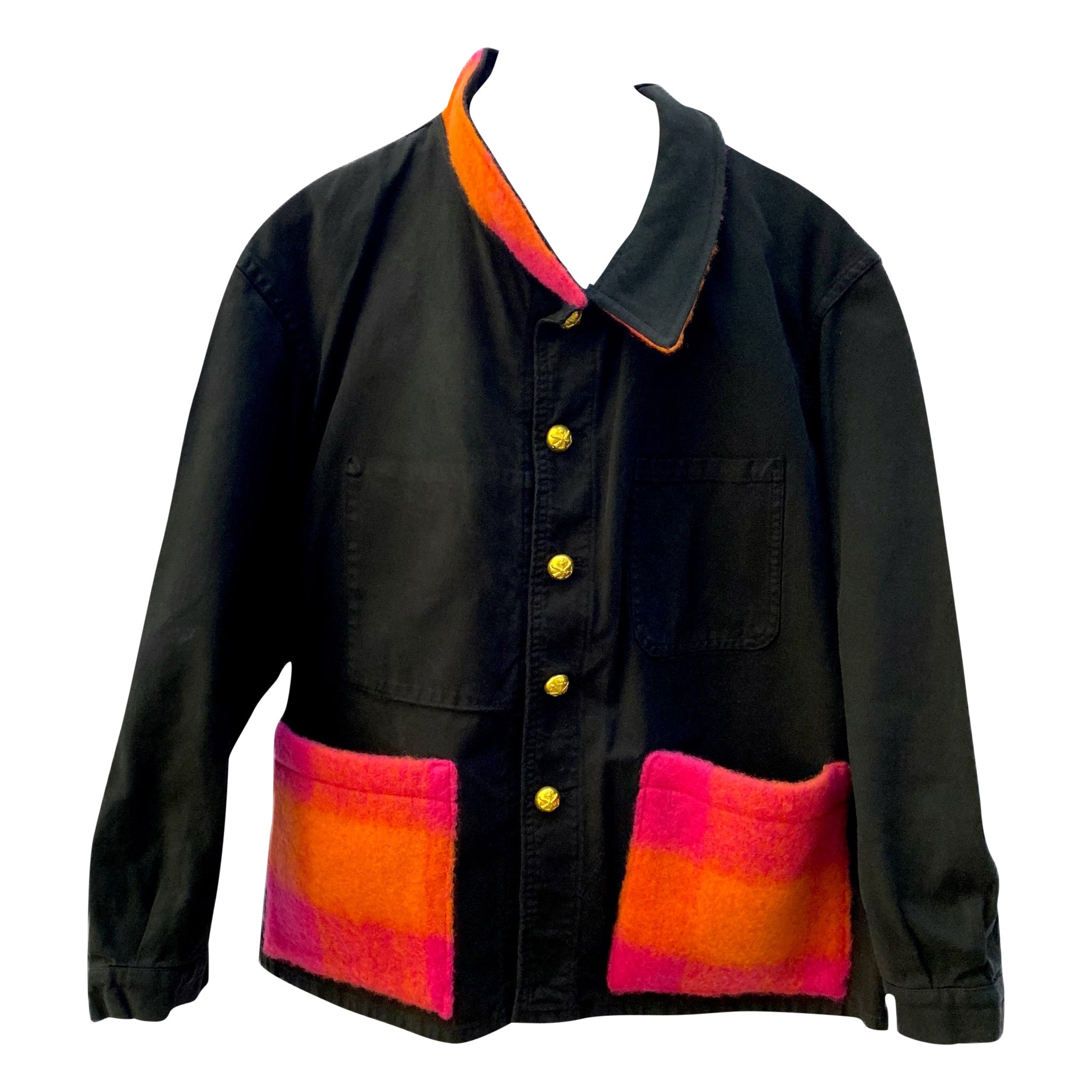 Jacket Black Orange Pink Gold Wool Pocket Gold Buttons J Dauphin
