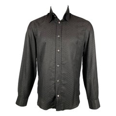 VERSUS by GIANNI VERSACE Size M Black Print Cotton / Silk Long Sleeve Shirt