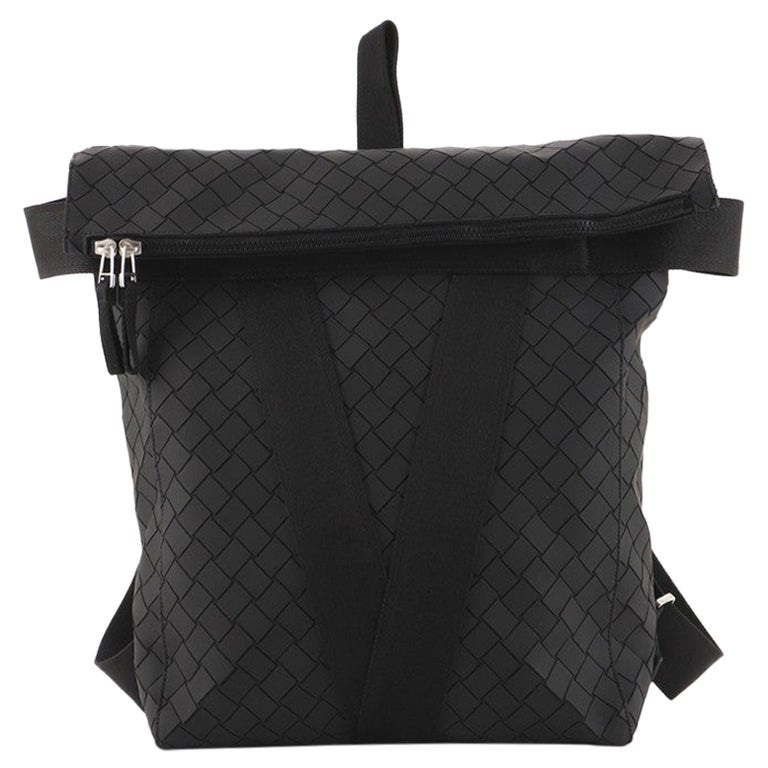 Bottega Veneta Fold-Over Backpack Intrecciato Effect Rubber For Sale