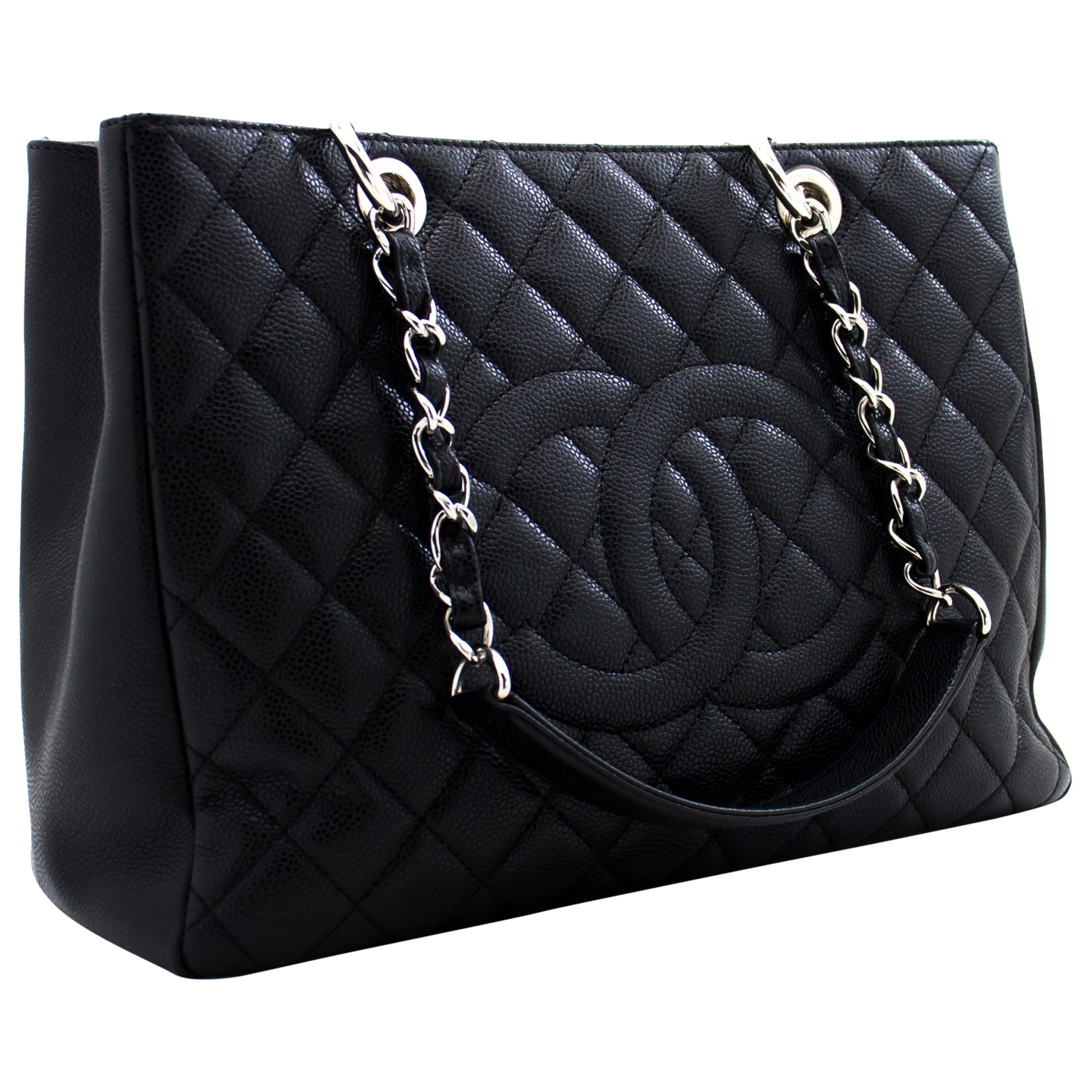 CHANEL Caviar GST 13 Grand Shopping Tote Chain Shoulder Bag