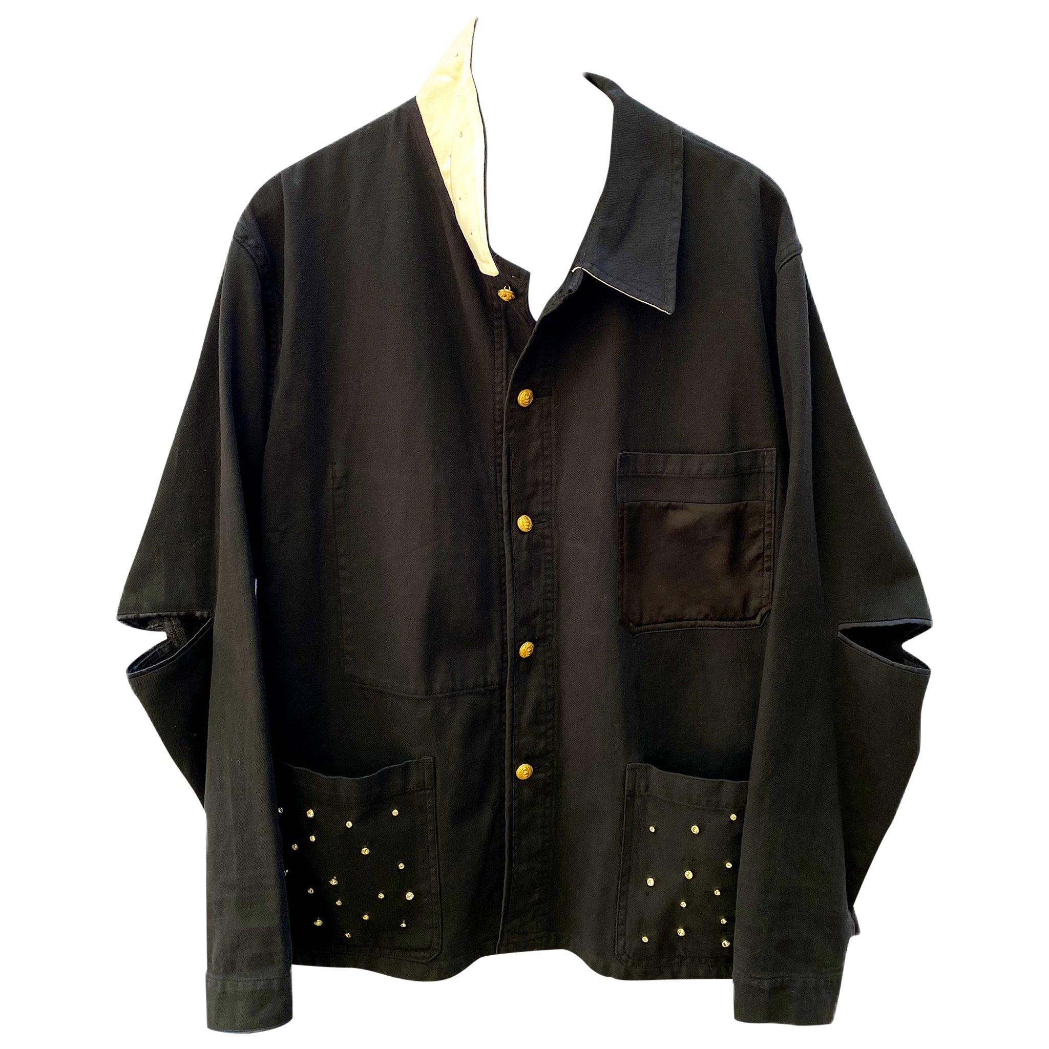 Rhinestone Jacket Black French Work Wear White Silk Embellished J Dauphin