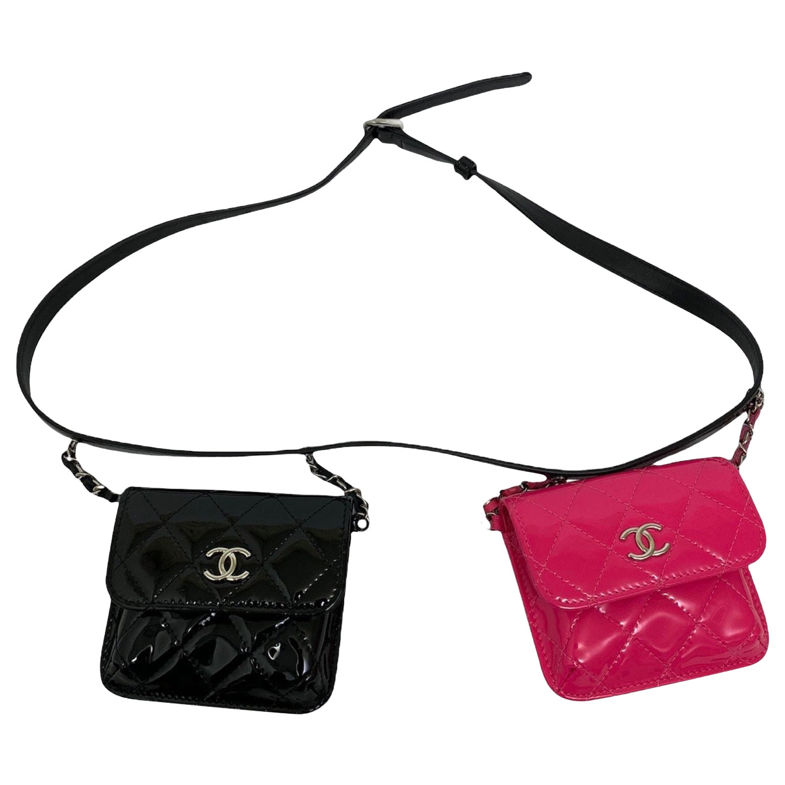 Vintage CHANEL Black Patent Enamel Leather Belt Bag Fanny -  Finland
