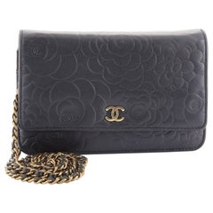 Auth Chanel Butterfly Camellia Long Wallet Fold Leather Orange Silver Coco  Logo