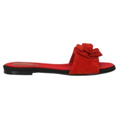 Chanel Women Slippers Red Leather EU 38 For Sale at 1stDibs