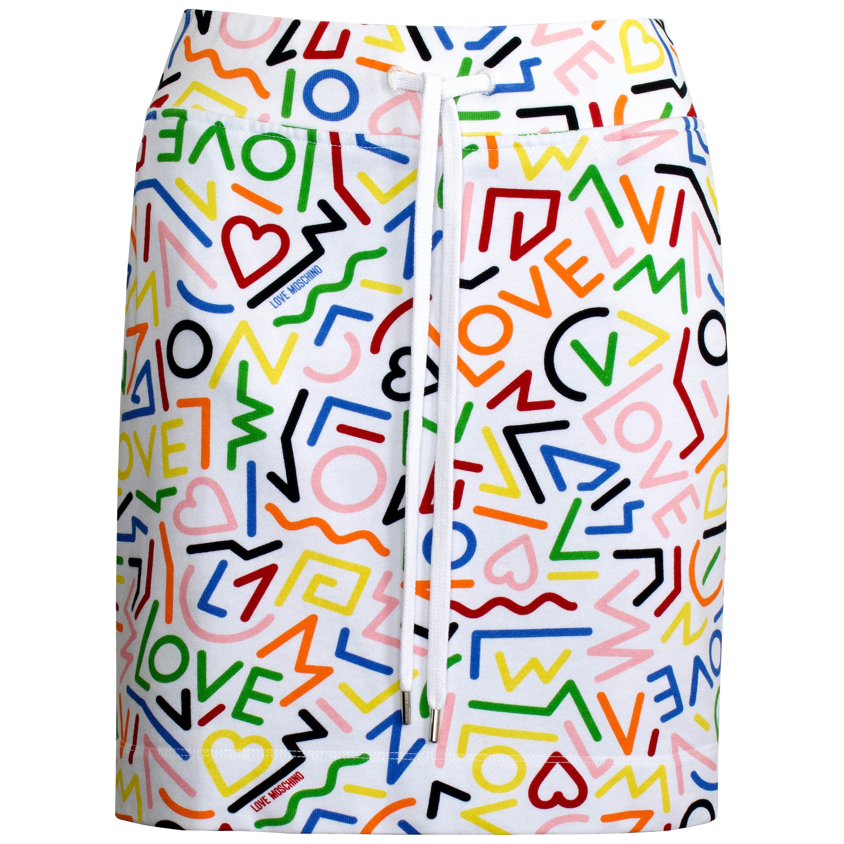 Love Moschino Skirt - Geometric 'Love' Print - Drawstring Waist + Side Pockets  For Sale