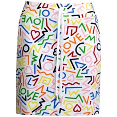 Love Moschino Skirt - Geometric 'Love' Print - Drawstring Waist + Side Pockets 