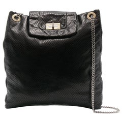 2008 Chanel Black Perforated Leather Shoulder Tote Bag
