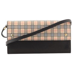 Burberry Henley Wallet on Chain Leather with Vintage Check Canvas