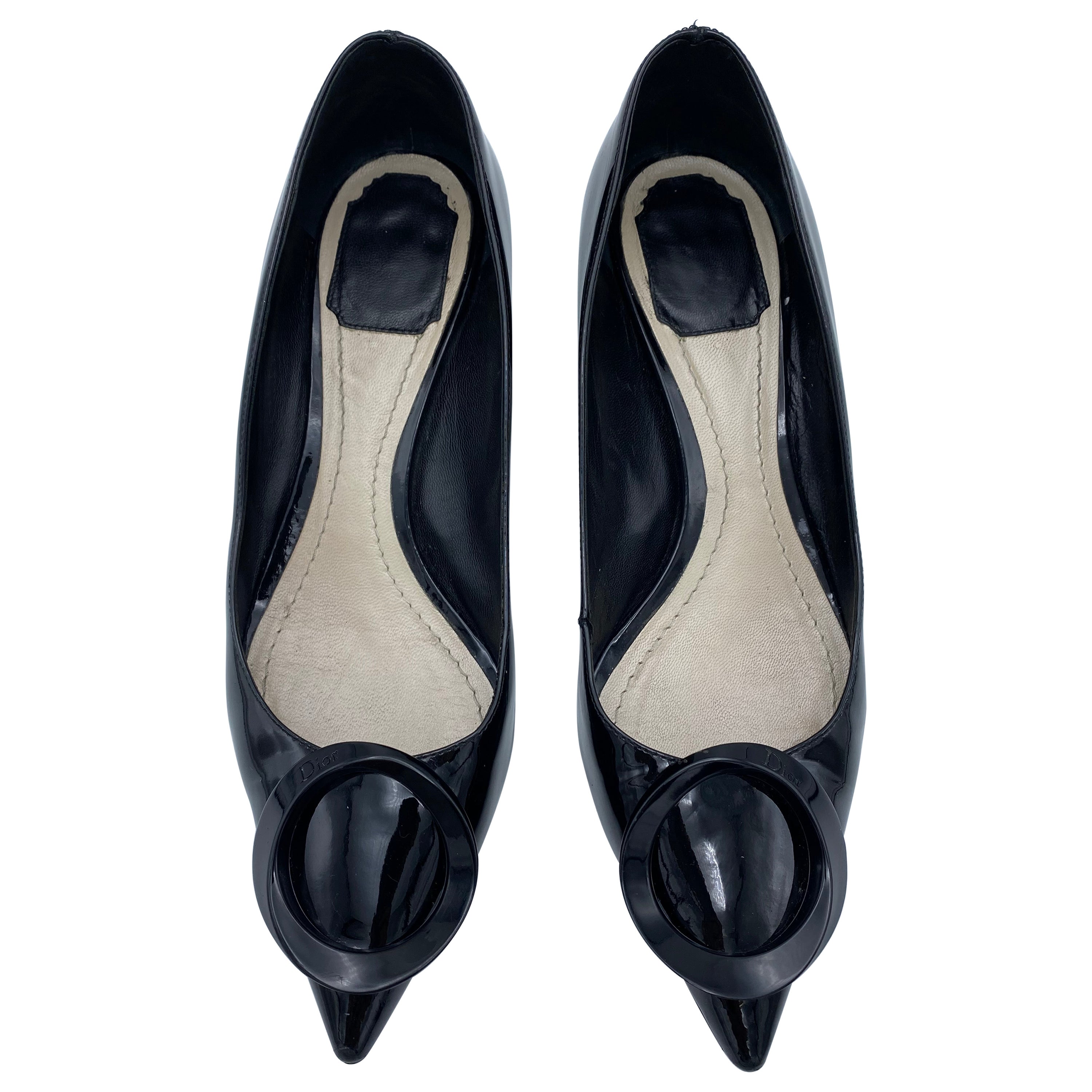Christian Dior Black Patent Leather Pumps, Size 39 For Sale