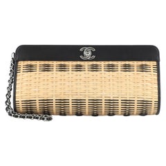 Chanel CC Wristlet Clutch Rattan and Calfskin