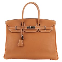 Hermes Birkin Handbag Bicolor Clemence with Ruthenium Hardware 35