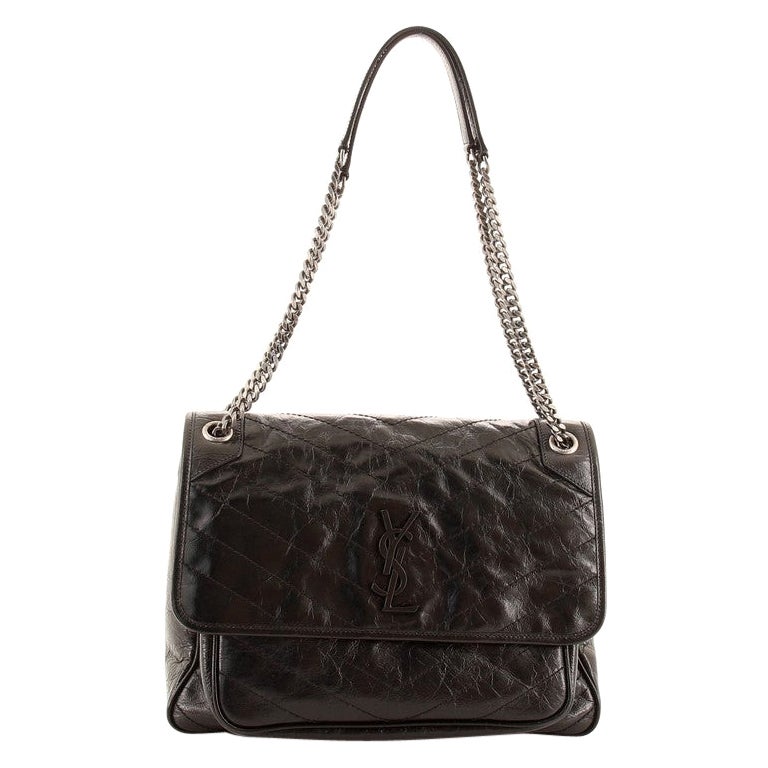 Saint Laurent Burgundy Leather Medium Monogram Universite Shoulder Bag ...