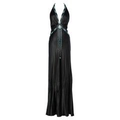 Used Long black silk backless evening gown beaded embellished  Jenny Packham
