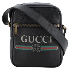 Gucci Logo Zip Messenger Bag Printed Leather Small