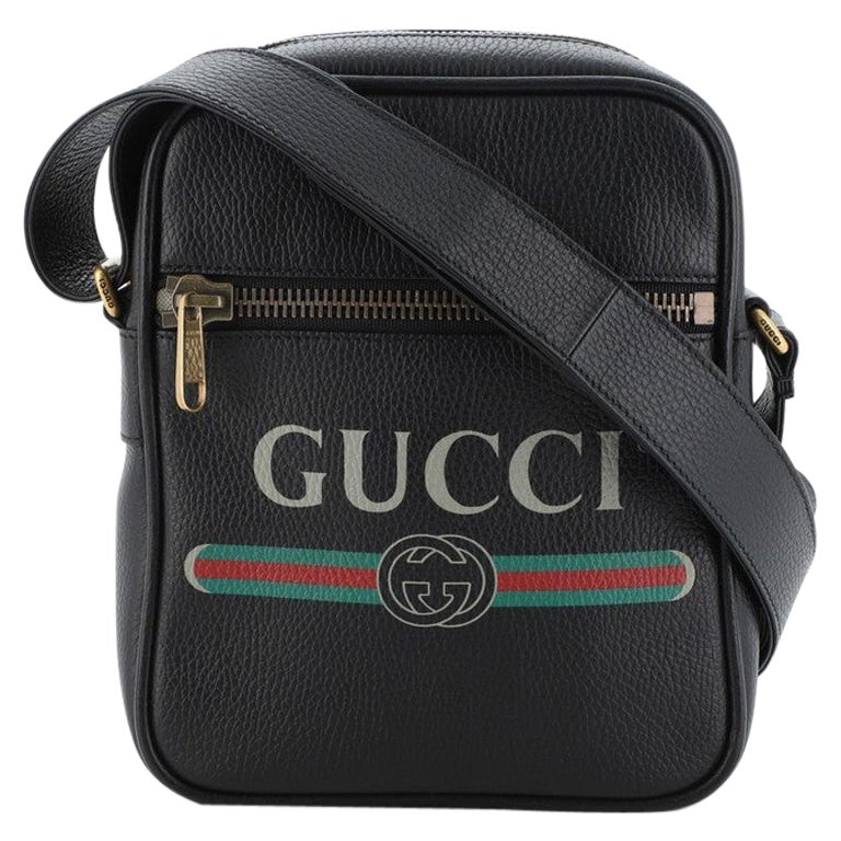 Gucci Logo Zip Messenger Bag Printed Leather Small at 1stDibs