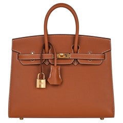 Hermes Birkin 25 Tasche Sellier Gold mit goldener Hardware Veau Madame Leather