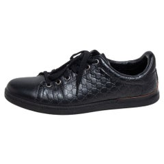 Gucci Black Microguccissima Leather Low Top Sneakers Size 38