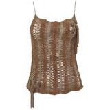 Vintage CHANEL Brown Suede Cut Out Spaghetti Strap Tank Top