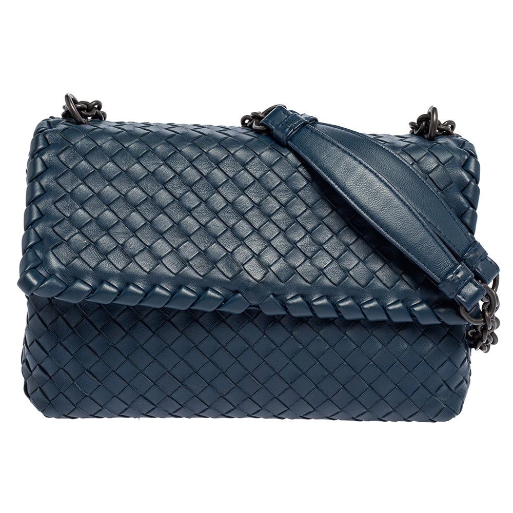 Bottega Veneta Blue Intrecciato Leather Olimpia Shoulder Bag