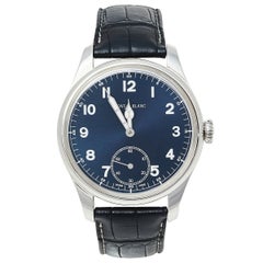 Montblanc Blue Stainless Steel and Leather 1858 7333 Men's Wristwatch 44 mm