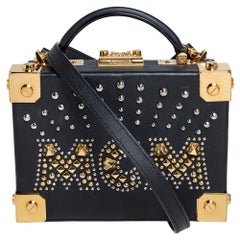 MCM Black Leather Studded Embellished Berlin Box Bag