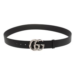 Gucci Black Leather GG Marmont Buckle Belt 110CM