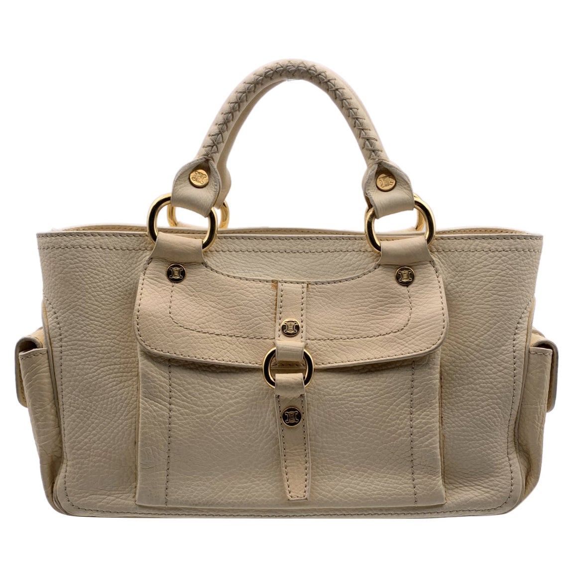 Celine Beige Leather Boogie Tote Bag Satchel Handbag