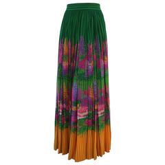 Very Rare Lancetti Couture Silk Chiffon Printed Maxi Skirt 1980's