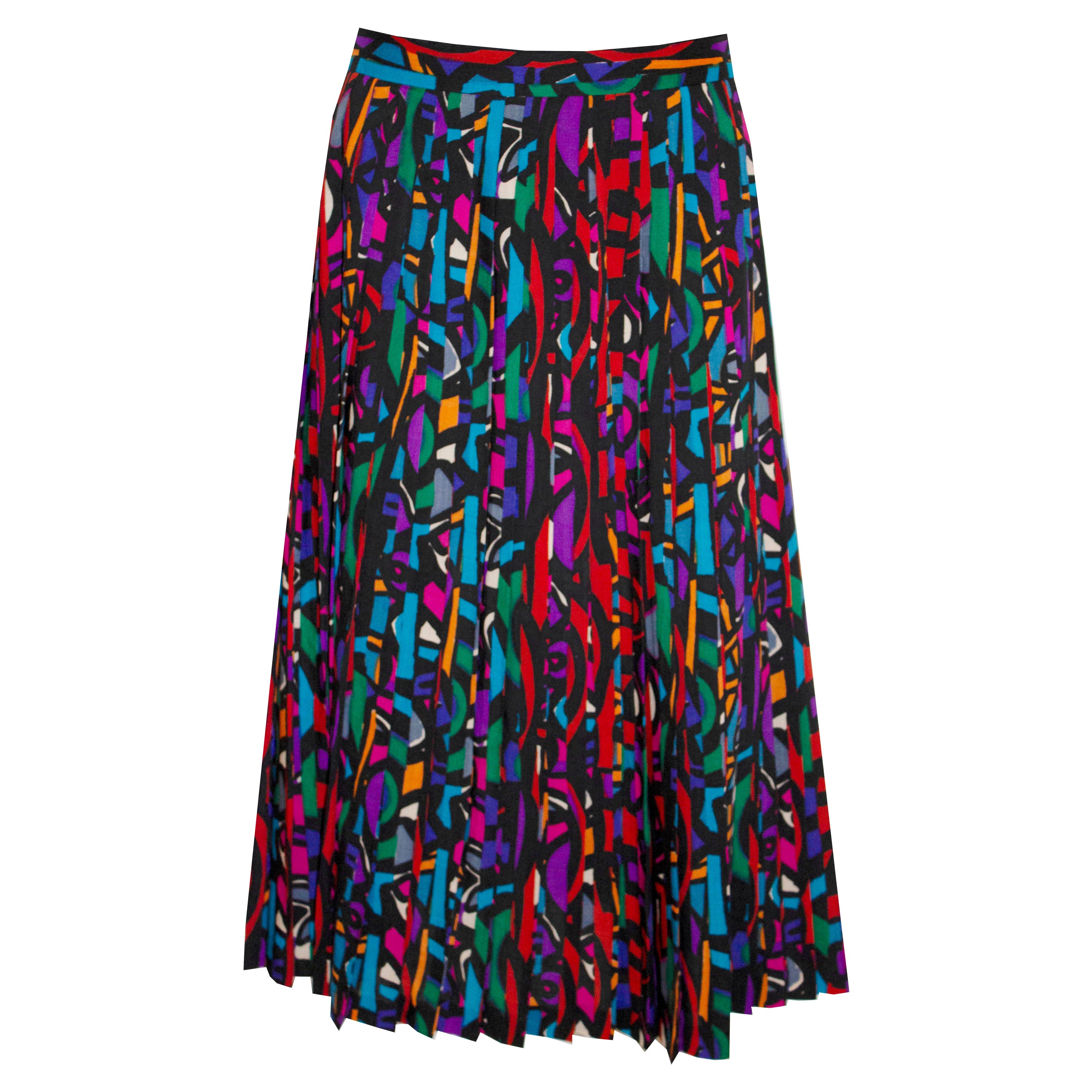 Vintage Jaeger Skirt in a Pleated Print For Sale at 1stDibs