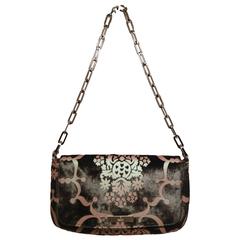 Gucci Iridescent Filagree Patterned Black Pony Hair Baguette