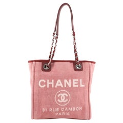 Chanel North South Deauville Tote Canvas Small