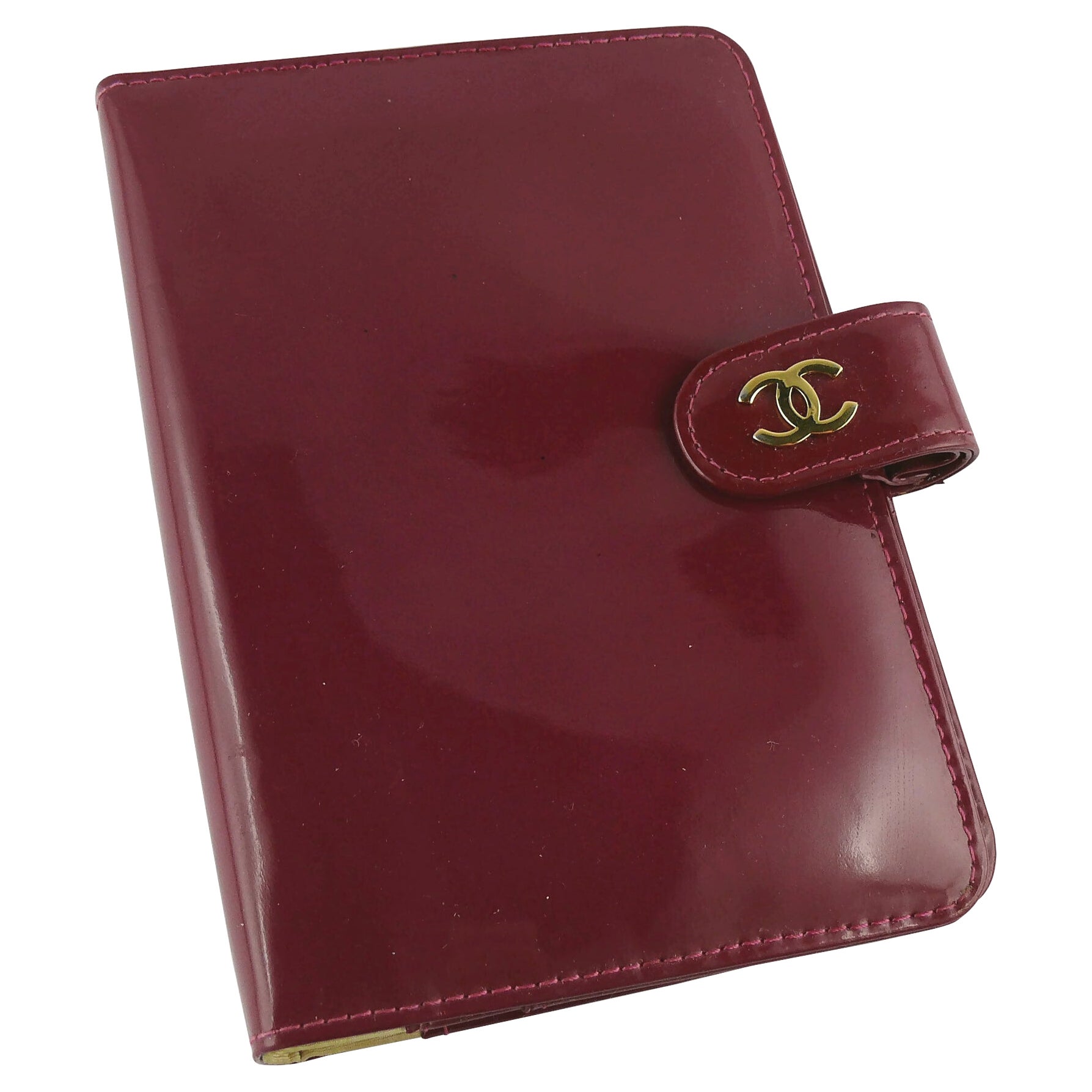 Chanel CC Agenda Day Planner Cover Strawberry Red Patent Leather