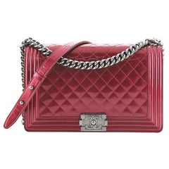 Chanel Boy Flap Bag Quilted Patent New Medium