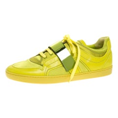 Dior Apple Green Leather and Mesh Lace Sneakers Size 41