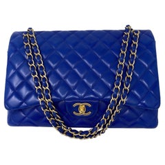 Chanel Blue Electric Maxi Lambskin Bag