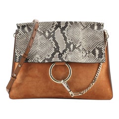 Chloe Faye - Borsa a tracolla in pitone e pelle scamosciata media