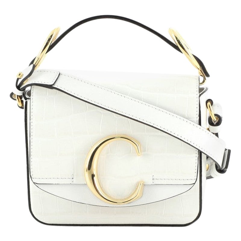 Chloe C Crossbody Bag Crocodile Embossed Leather Mini