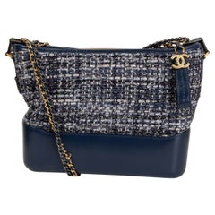 Sac à bandoulière CHANEL en cuir bleu TWEED GABRIELLE HOBO