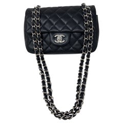 Chanel Small Black Flap Bag Silver Hardware