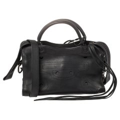 Balenciaga Black Leather Motocross Blackout City S Bag