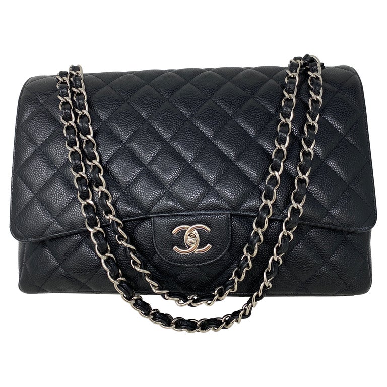 Chanel Black Caviar Leather Maxi Bag For Sale at 1stDibs