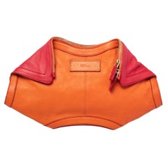 Alexander McQueen Orange/Red Leather Medium De Manta Clutch
