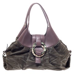 Bvlgari Pale Green/Purple Canvas and Leather Chandra Hobo