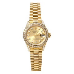 Rolex Champagne 18K Yellow Gold Diamond Datejust 69158 Women's Watch